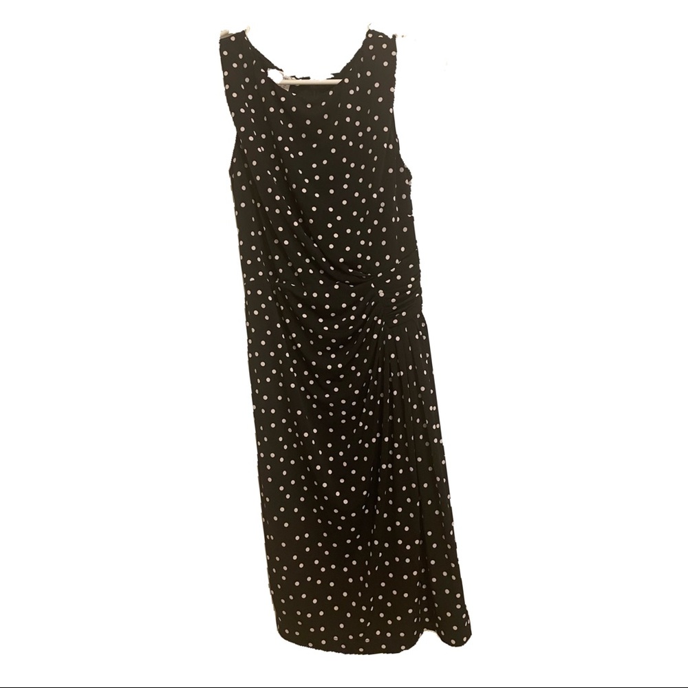 10P London Times Petites Blk & Wht Polka Dot Dress